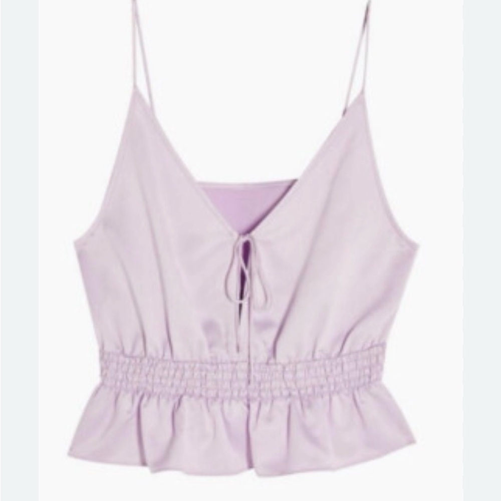 Topshop Lilac Purple Satin Babydoll Spaghetti Strap Shirt Top Peplum Size 2 NWT